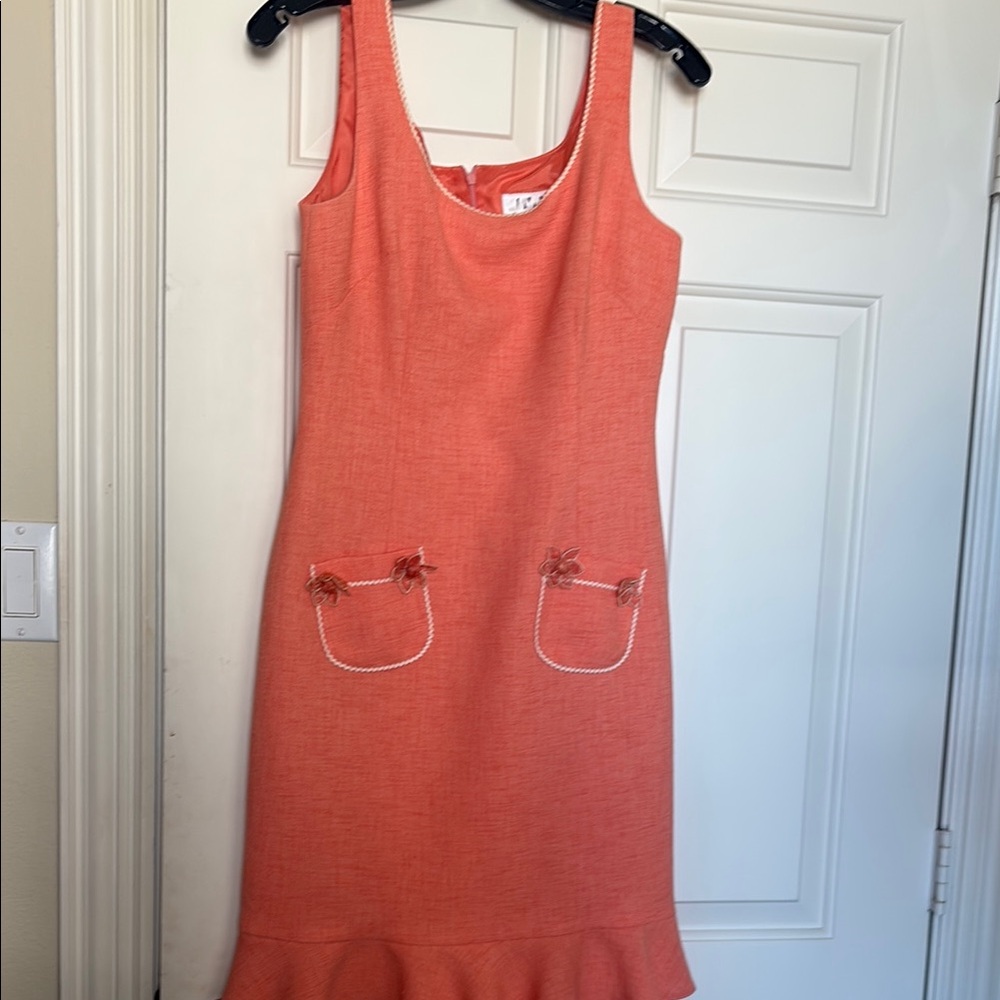 Elegant Coral Sleeveless Dress